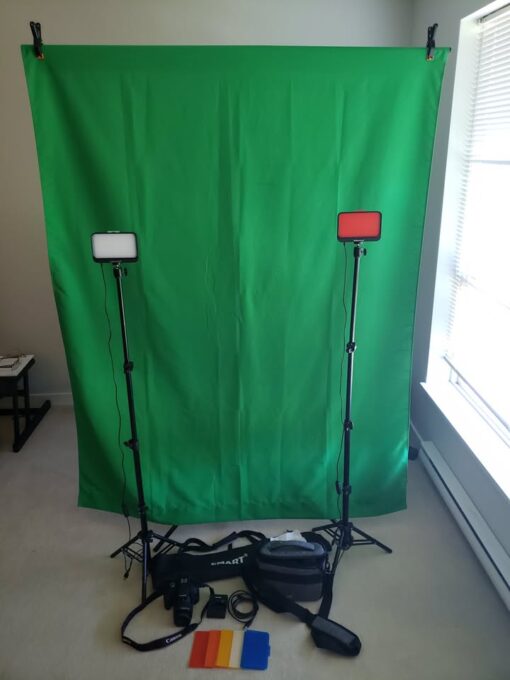 Canon EOS Rebel T7, DSLR Camera, Lights, Bag & Green Screen - Image 10